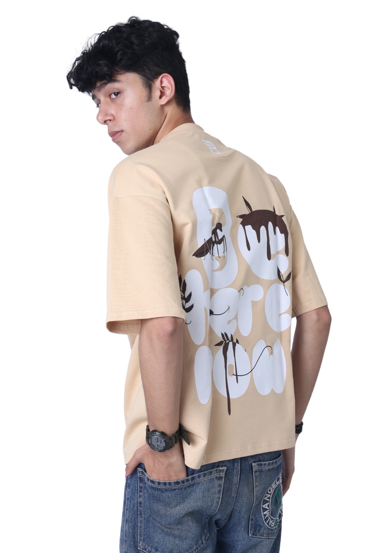 Beige Be Here Now Graphic Tee - Image 2