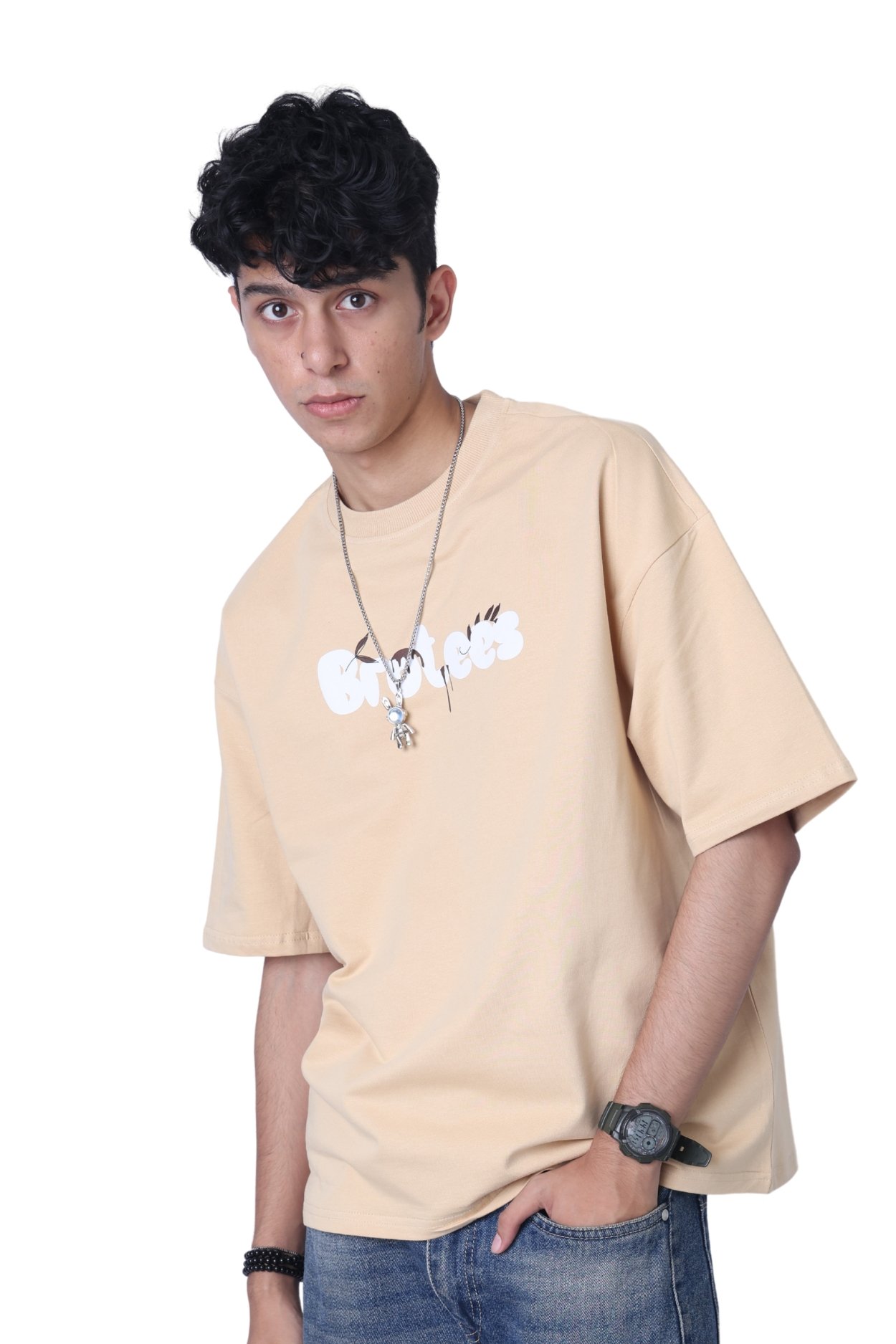 Beige Be Here Now Graphic Tee - Image 4