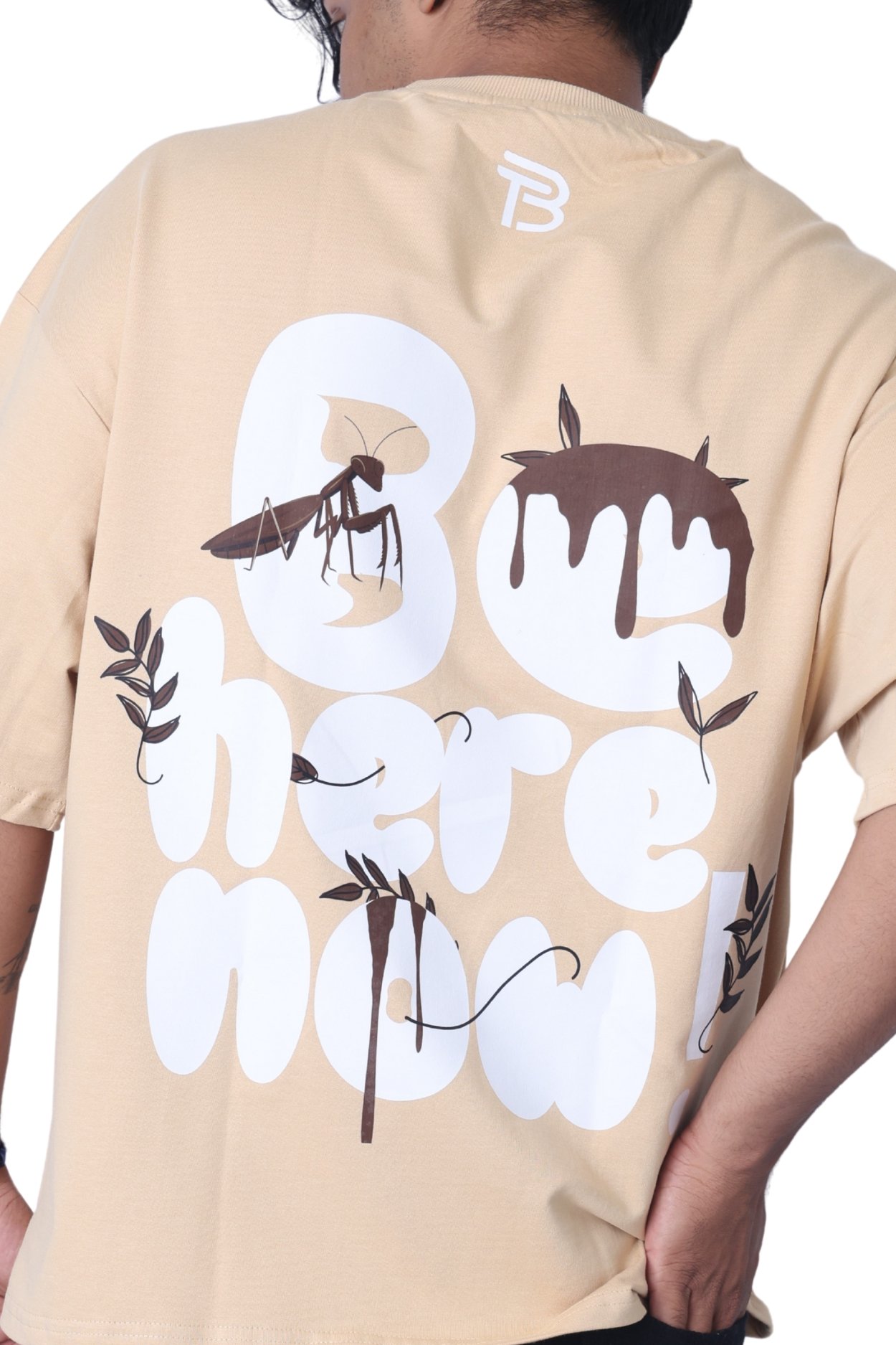 Beige Be Here Now Graphic Tee - Image 3